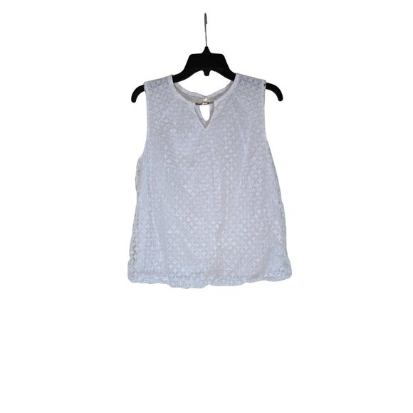 Liz Claiborne White Sleeveless Textured Top With Keyhole Detail Womens S - Picture 1 of 7